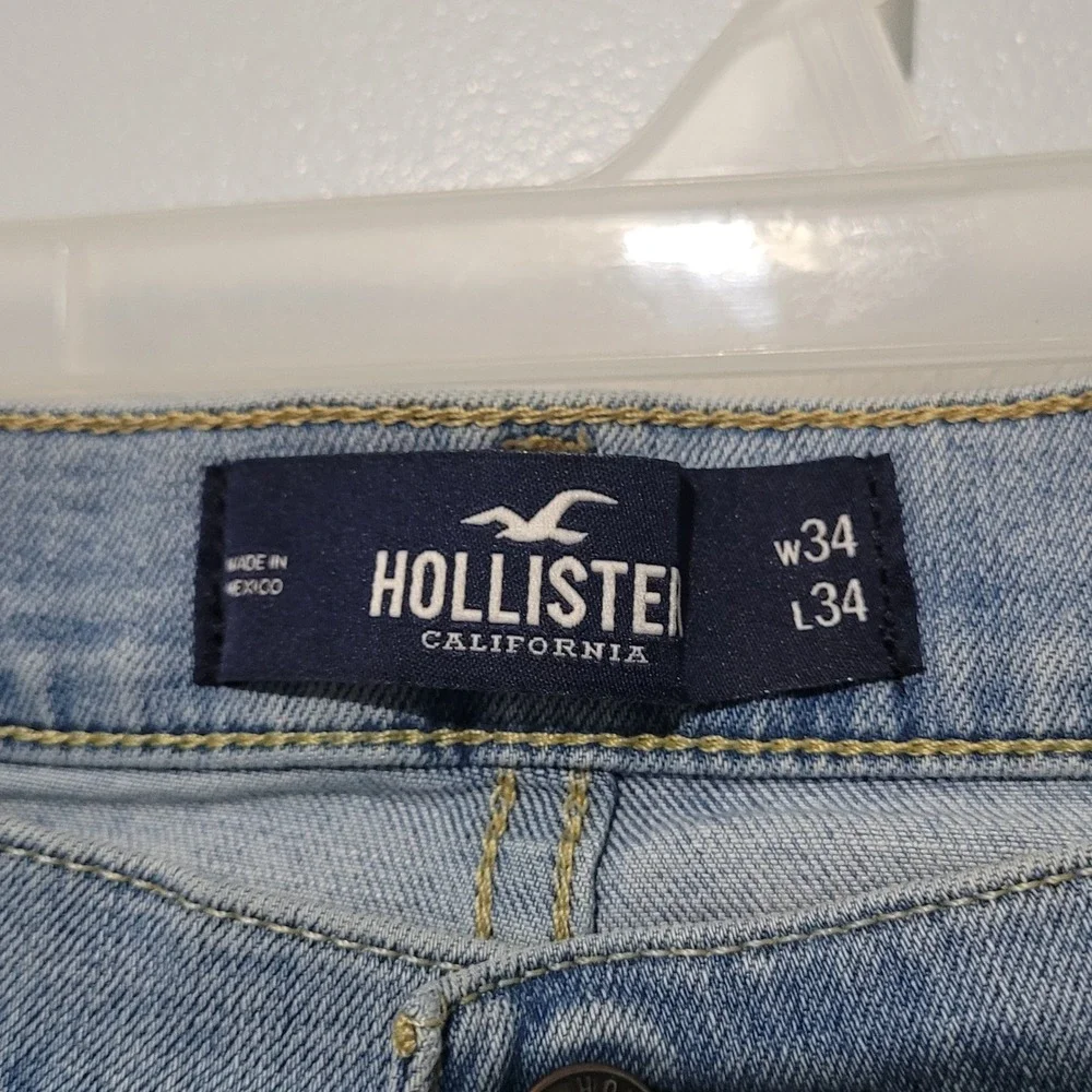 Hollister Advanced Stretch Skinny Jeans Mens 34x34 Light Wash Blue Denim Pants